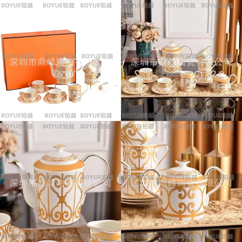 Luxury Gift Set - Żółty ceramiczny zestaw filiżanki i spodka