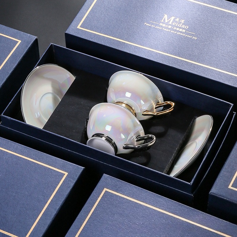 Luxury Gift Set - Perłowy, opalizujący zestaw filiżanek do kawy,