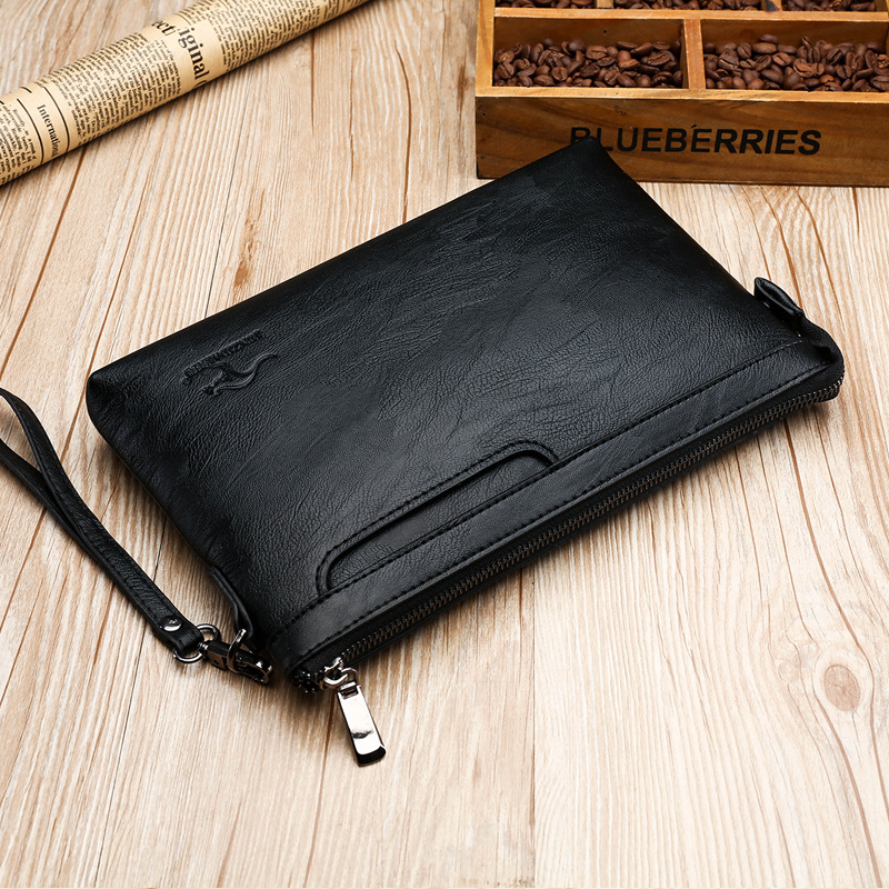 Leather Wallet Men - Męska kopertówka z logo marki, wysokiej