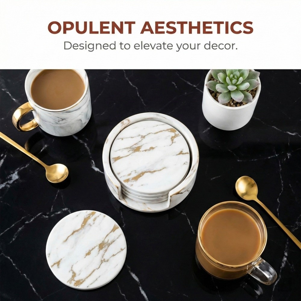 Marble Coaster Set - Zestaw 7 podkładek pod napoje ze