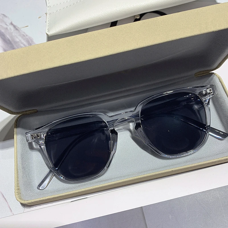 Sunglasses Uv400 - Klasyczne, kwadratowe, szare okulary przeciwsłoneczne w